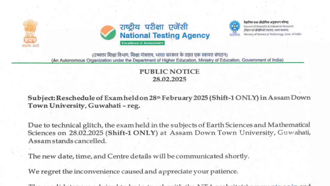 CSIR UGC NET December 2024 Exam in Assam Canceled Due to Technical Glitch